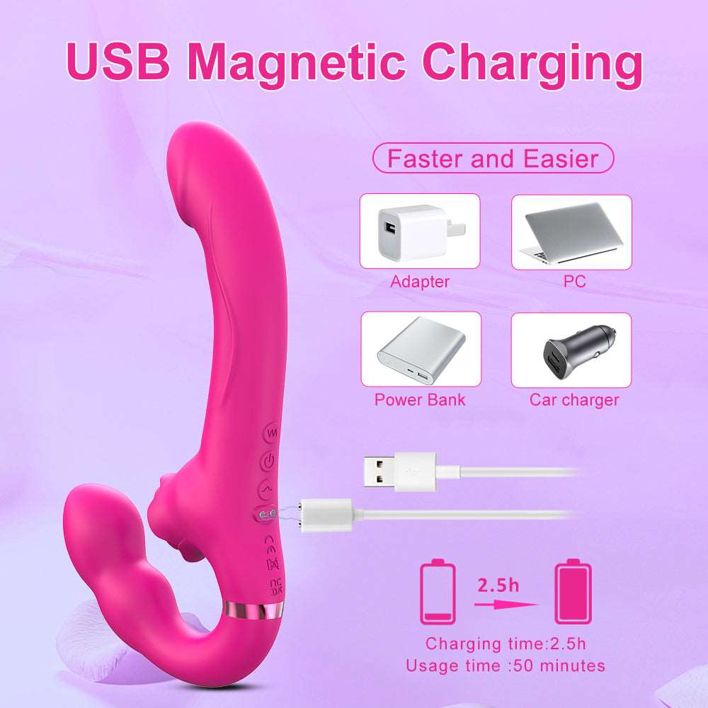 Sexeeg 3-in-1 Rose Clit Stimulator Dual Motor Shock Panty Vibrator