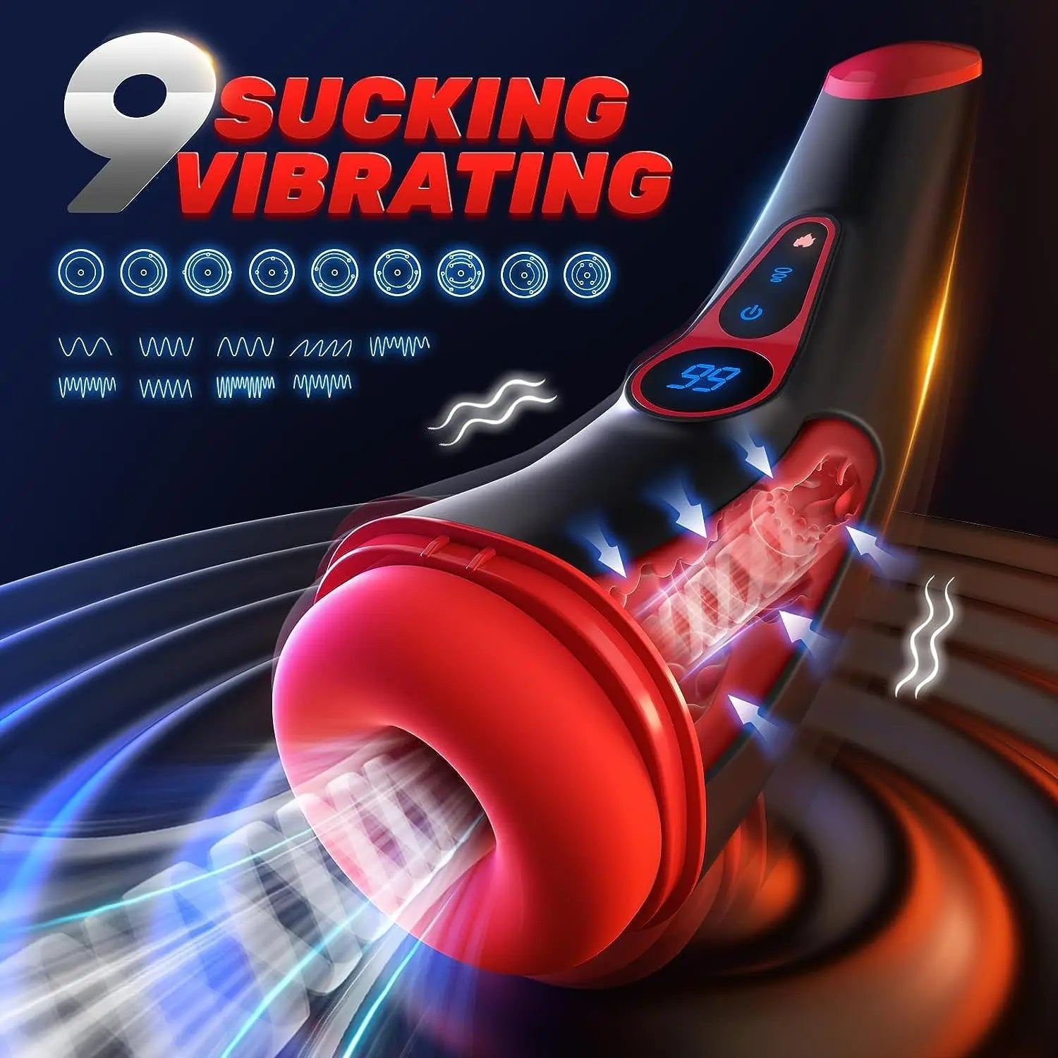 Sexeeg 9 Sucking 9 Vibrating Male Masturbator Heating Vagina Masturbation Blowjob