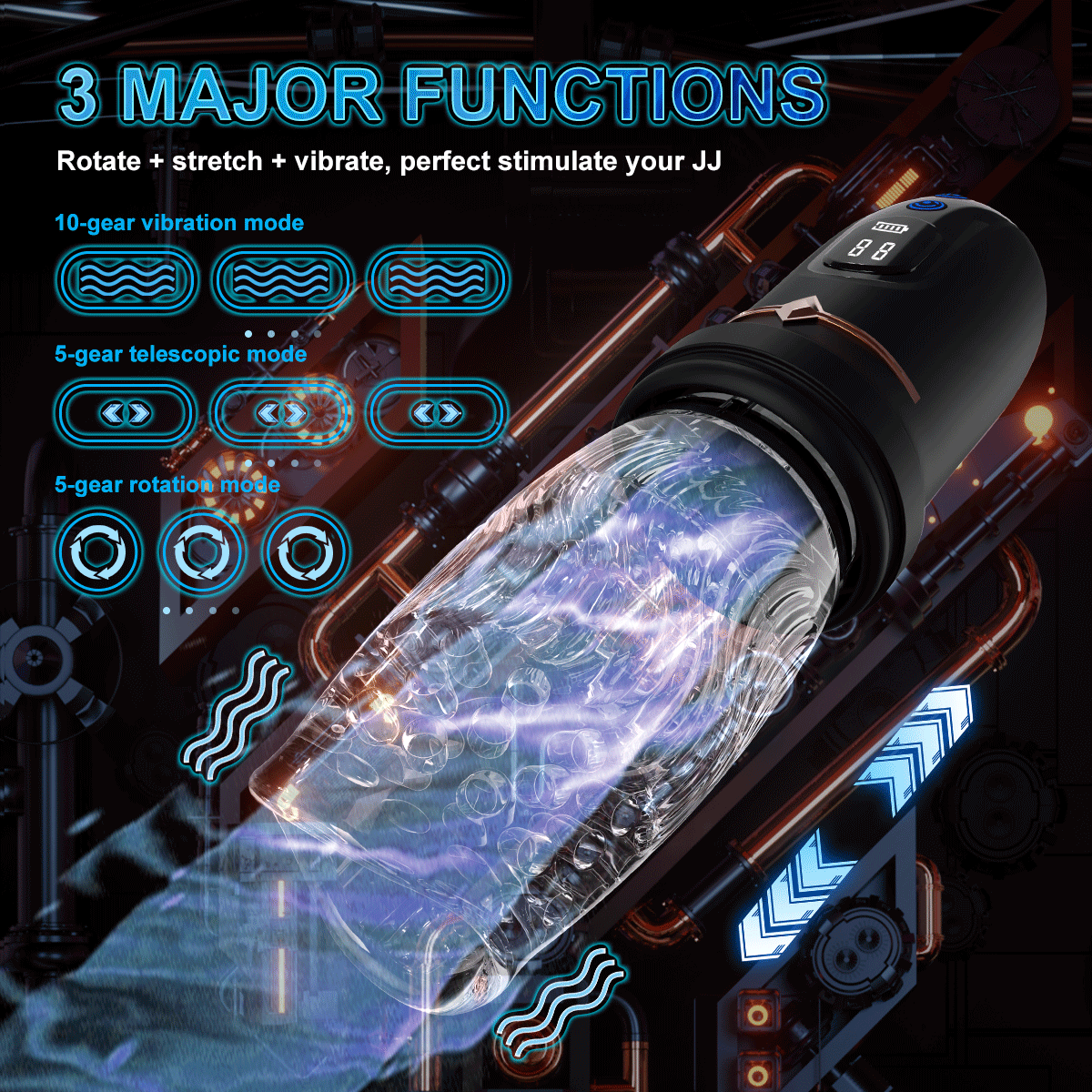 Sexeeg 4.0 Version Male Rose Toy Thrusting Rotating Vibrating Oral Sex Penis Stroker