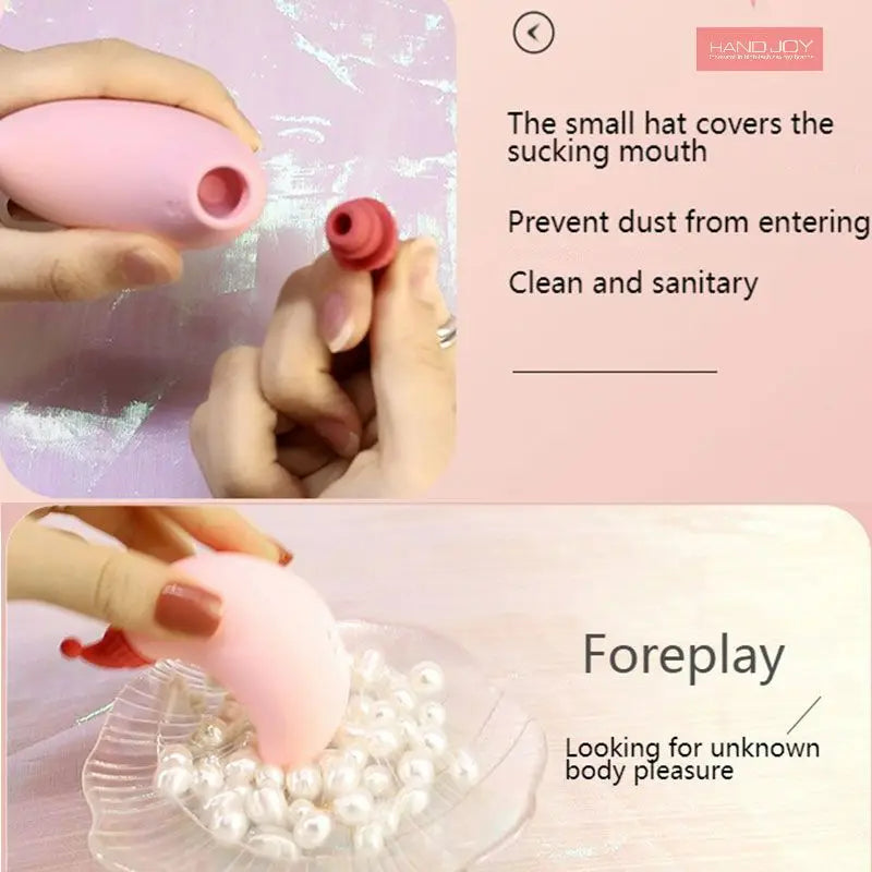 Sexeeg Red Riding Hood Moon Sucking Vibrator Vibrating Sucker Oral Clitoris Stimulator