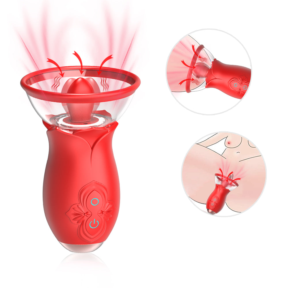 Sexeeg 2 In 1 Rose Tongue Licking Clitoris Vagina Sucker