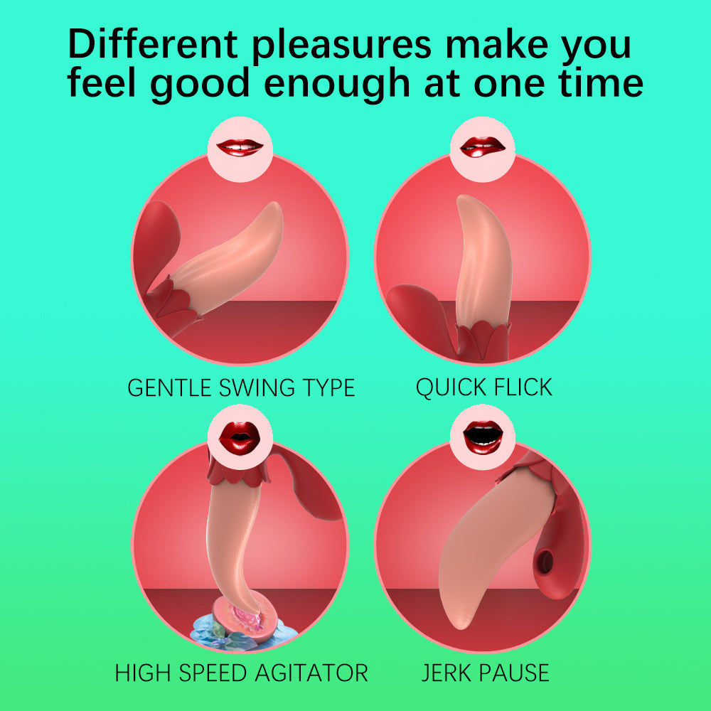 Sexeeg Multiple Frequency Conversion Sucking / Tapping Rose Tongue-licking Vibrator