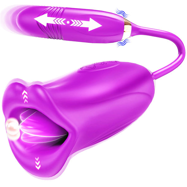 Sexeeg Rose Muncher Rose Kiss Tongue Vibrator With Thrusting Dildo Vibrator