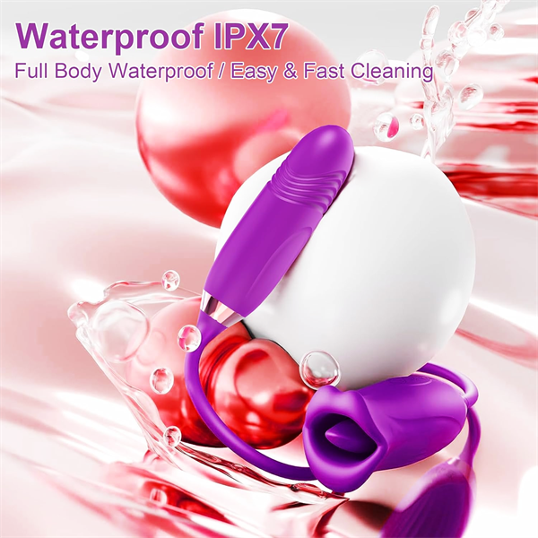 Sexeeg Rose Muncher Rose Kiss Tongue Vibrator With Thrusting Dildo Vibrator