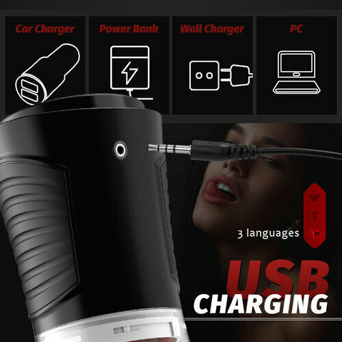 Sexeeg 4 Sucking Modes Penis Cup 7 Tongue Licking Male Masturbator Cup