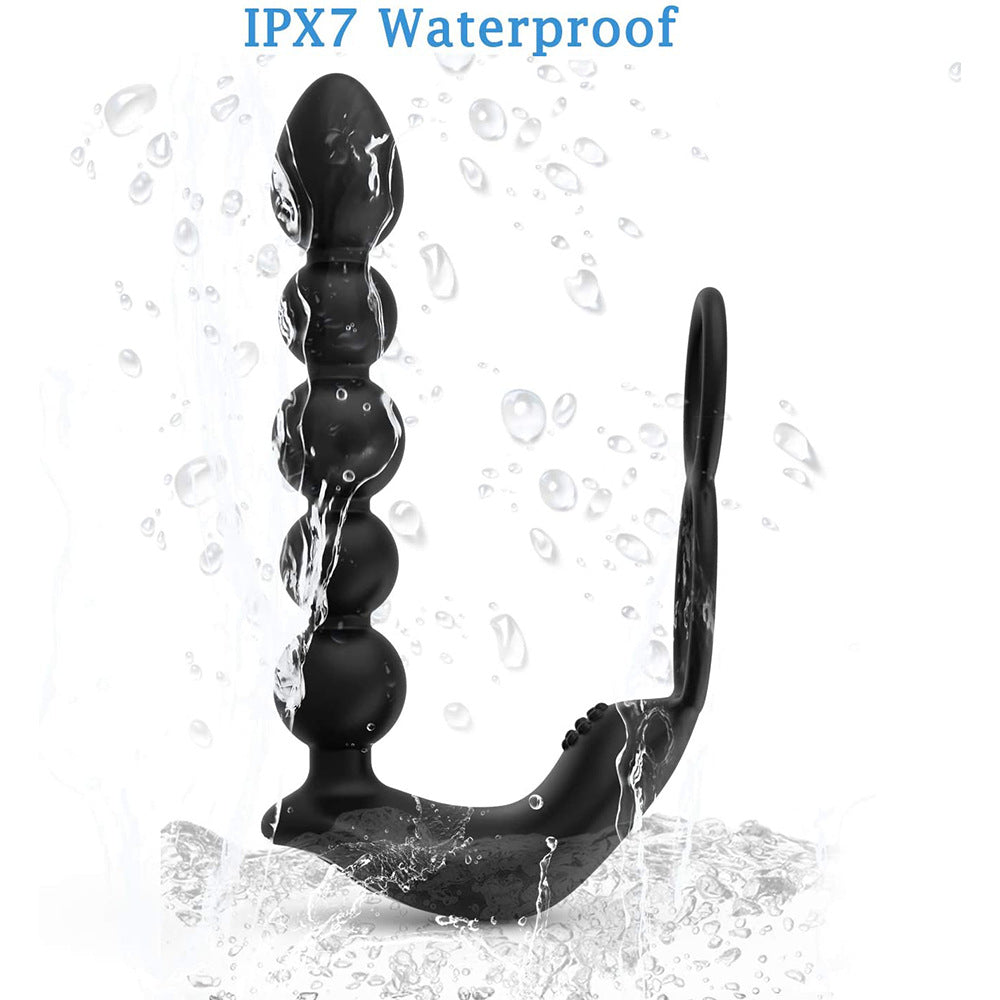 Sexeeg Butt Plug Anal with Penis Ring Rechargeable Vibrator Waterproof Prostate Massager