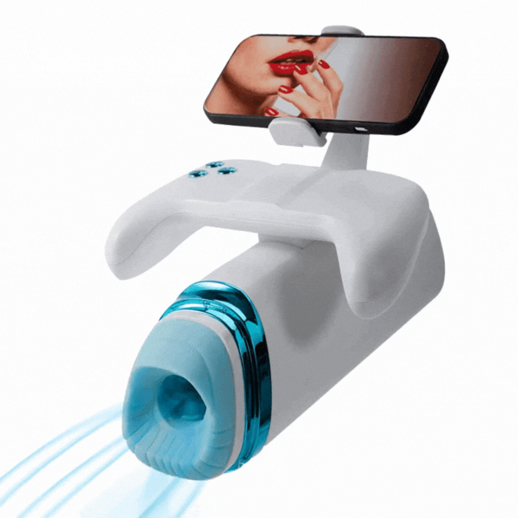 Sexeeg Game Cup Pro Heating Thrusting Vibrating Penis Stroker With Handles And Phone Holder