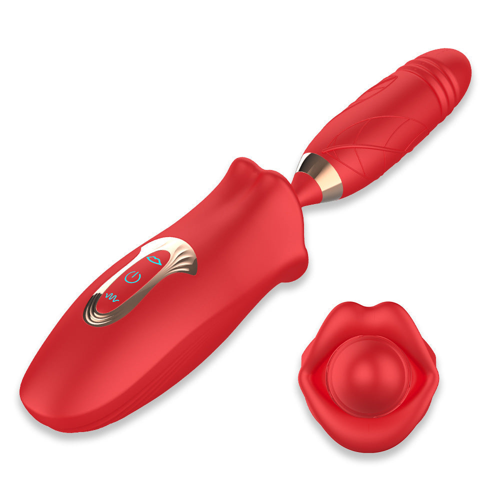 Sexeeg Rose Muncher Lip Tongue Suction Vibrator With Thrusting Dildo Vibrator