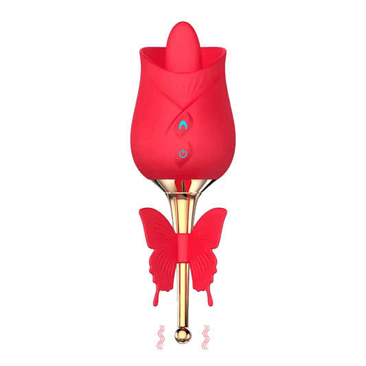 Sexeeg 10-Frequency Vibration Tongue Licking Rose Vibrator
