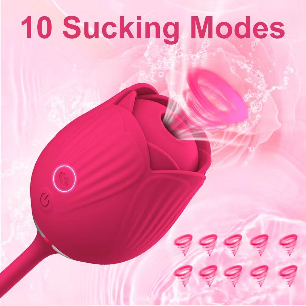 Sexeeg Rose Toy Vibrator Female Telescopic Egg Jumping Tongue Licker Sex Toys