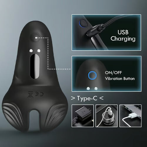 Sexeeg 10-Pattern Vibrations Balls Dense Tickler Penis Ring