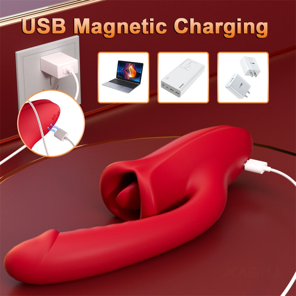 Sexeeg Rose Muncher Mouth Shaped Lip Biting Vibrator With G Spot Vibrator