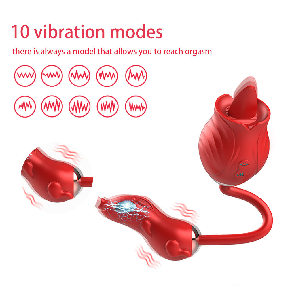 Sexeeg New Rose Double Head Tongue Licking Vibration Jump Egg For Women