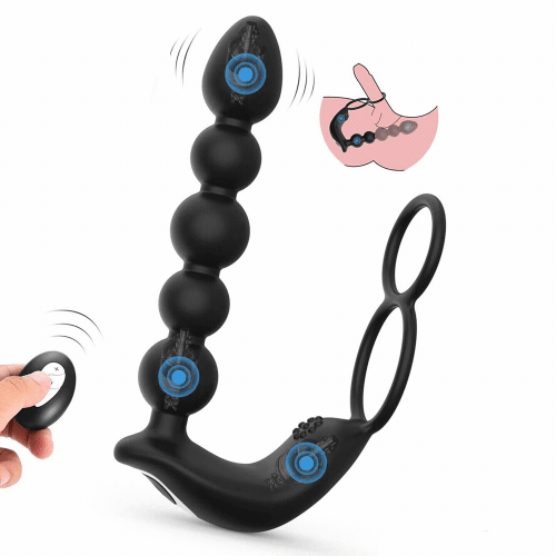 Sexeeg Butt Plug Anal with Penis Ring Rechargeable Vibrator Waterproof Prostate Massager