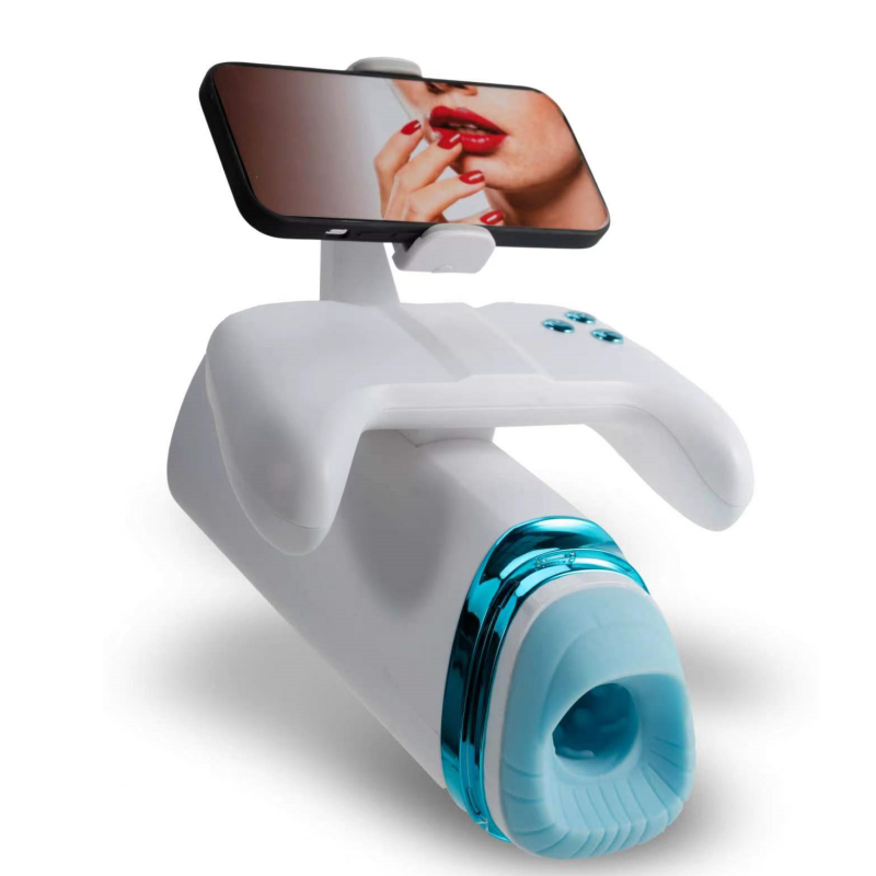 Sexeeg Game Cup Pro Heating Thrusting Vibrating Penis Stroker With Handles And Phone Holder