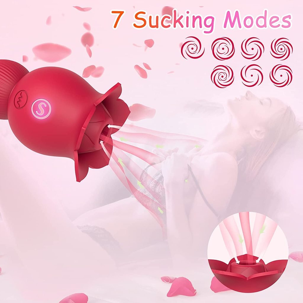 Sexeeg Rose Sucking and Tongue Vibrator 2 in 1 Rose Toy