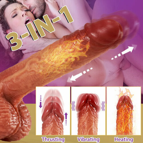 Sexeeg 3-in-1 Thrusting 5 Vibrations 42 â„?Heating Realistic Non-sticky Blush Dildo 9 Inch