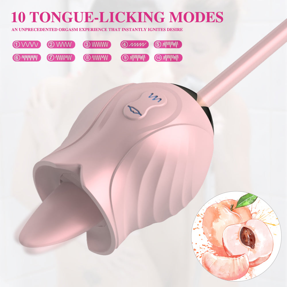 Sexeeg New Rose Toy Warming G-spot Tongue Licking Vibrator