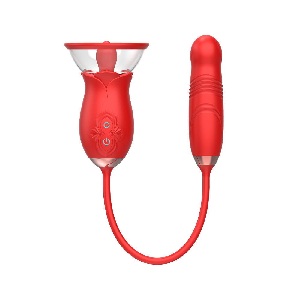 Sexeeg Rose Tongue Extender Clitoris Sucker Dildo Sex Toy For Women