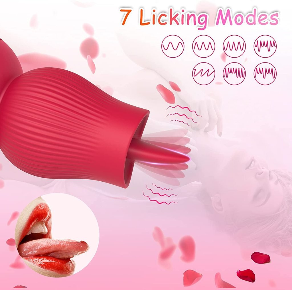 Sexeeg Rose Sucking and Tongue Vibrator 2 in 1 Rose Toy