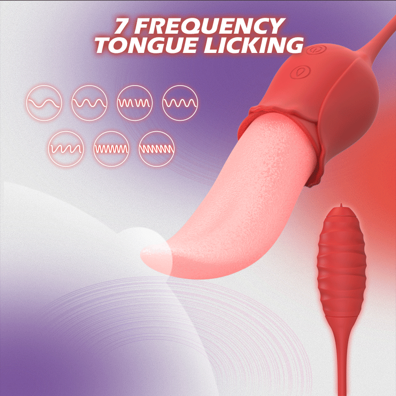 Sexeeg Mia 2-in-1 Upgraded Tongue-licking Rose Toy With Licking Bullet Vibrator