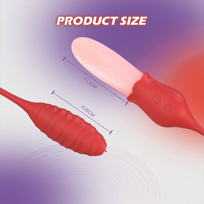 Sexeeg Mia 2-in-1 Upgraded Tongue-licking Rose Toy With Licking Bullet Vibrator