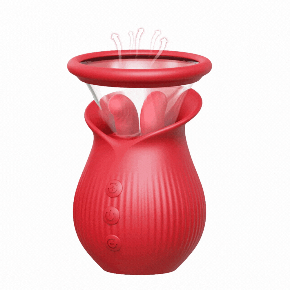 Sexeeg Rose Romeo - 3in1 Rose Sex Toy with 2 Suction Cups, Adult Toys Female Clitoral Nipple Vibrators with 10 Licking Sucking Vibrating