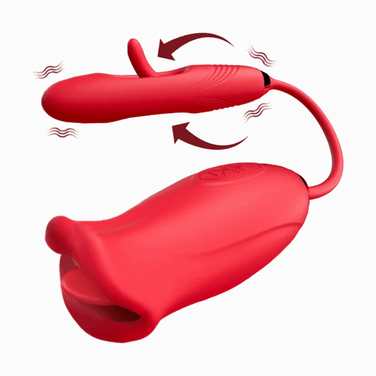 Sexeeg Rose Muncher Lip Tongue Suction Vibrator With Patting Dildo Vibrator