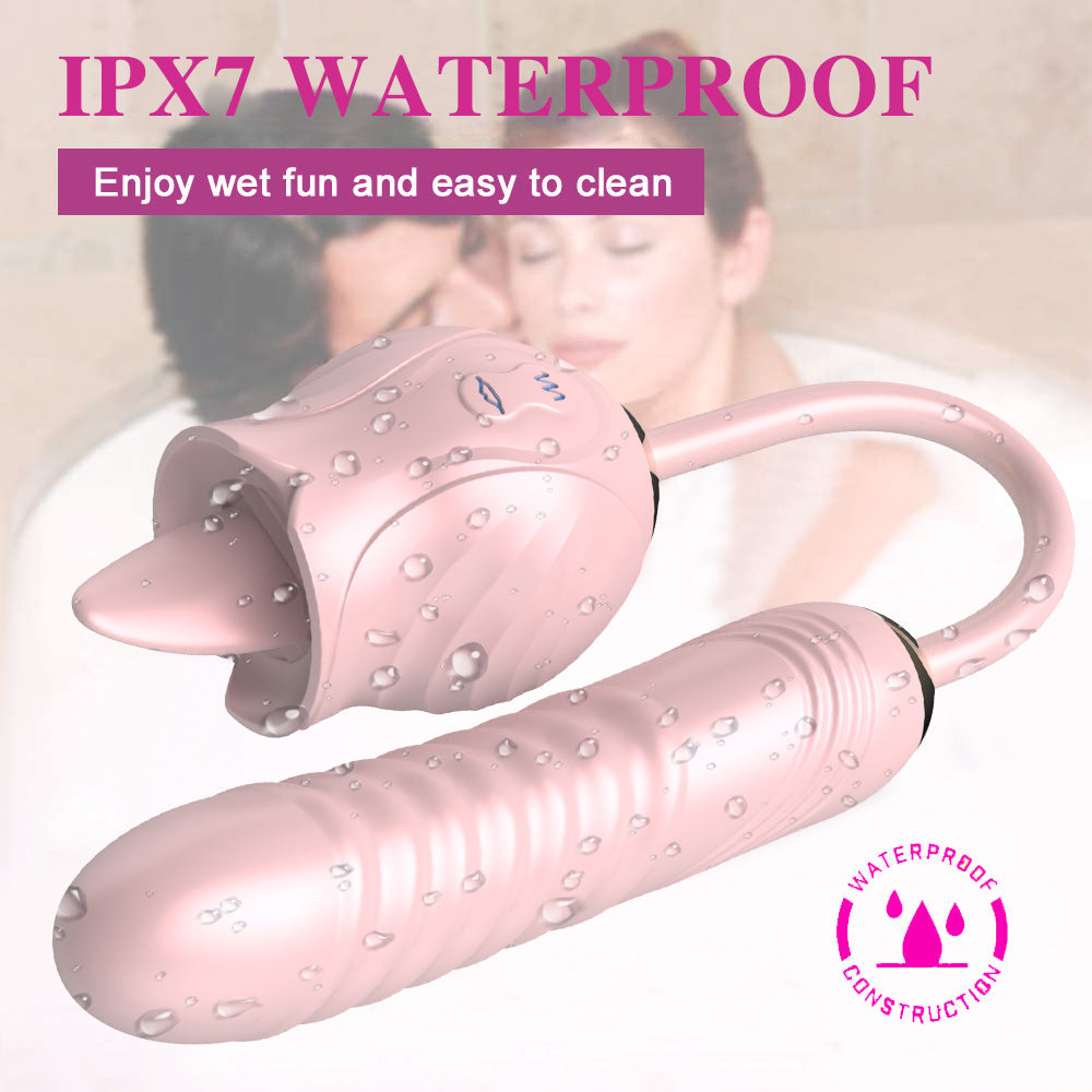 Sexeeg New Rose Toy Warming G-spot Tongue Licking Vibrator
