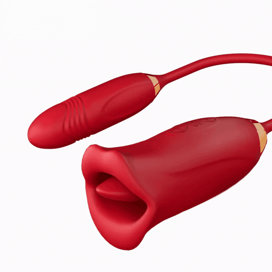 Sexeeg Rose Muncher Rose Kiss Tongue Vibrator With Thrusting Dildo Vibrator