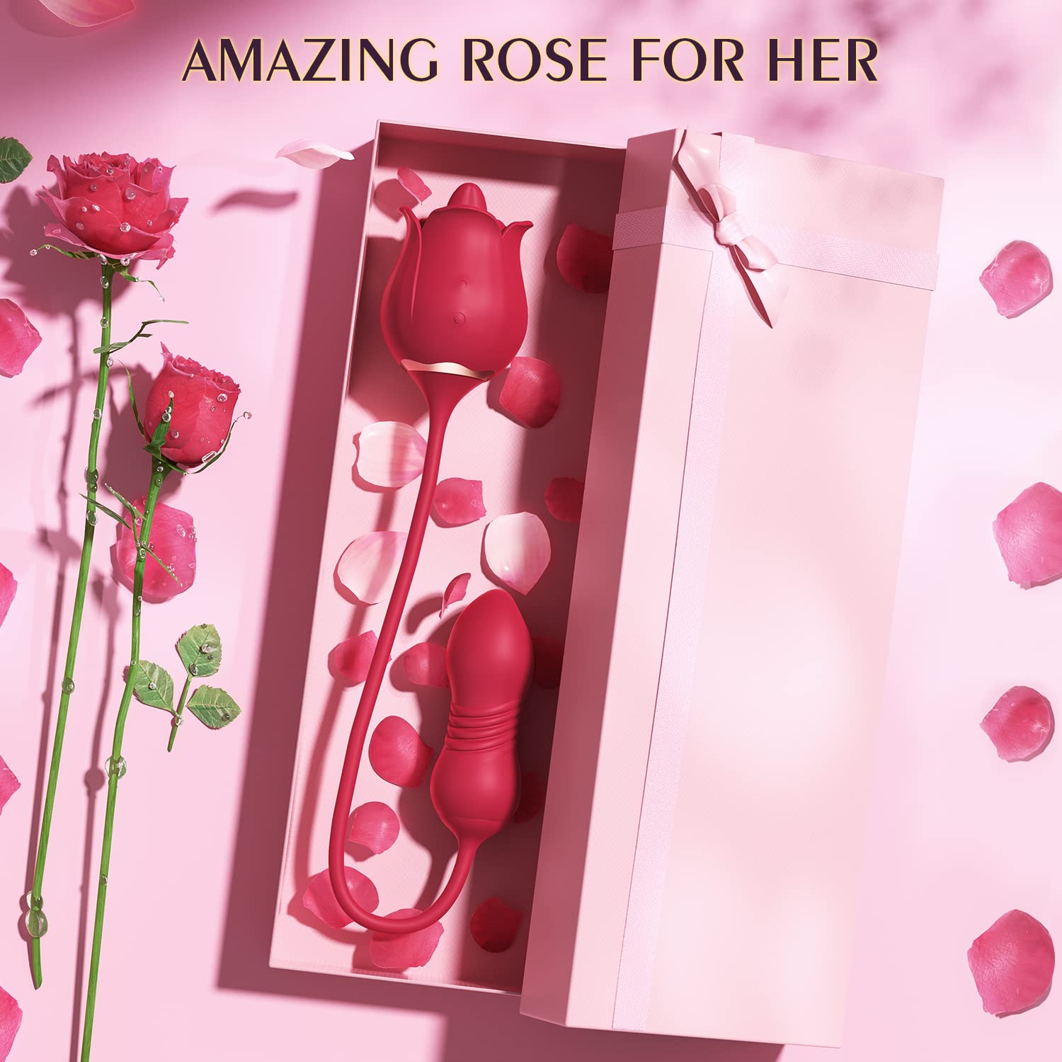 Sexeeg Rose Toy Vibrator Female Telescopic Egg Jumping  Tongue Licker Sex Toys