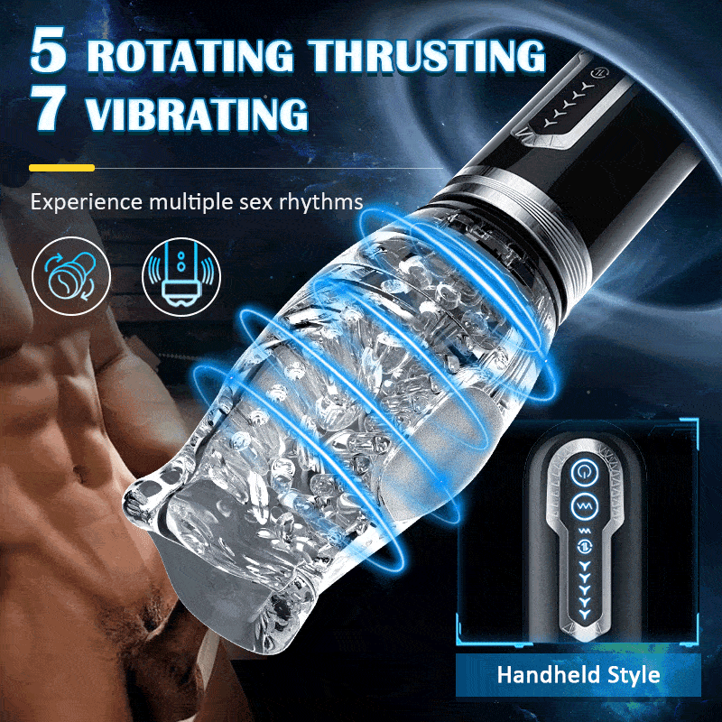 Sexeeg Gawk Gawk 6000 Amber 5.0 Double Egg Vibrators 5 Thrusting 7 Vibrating Oral Sex Handheld Male Masturbation Cup