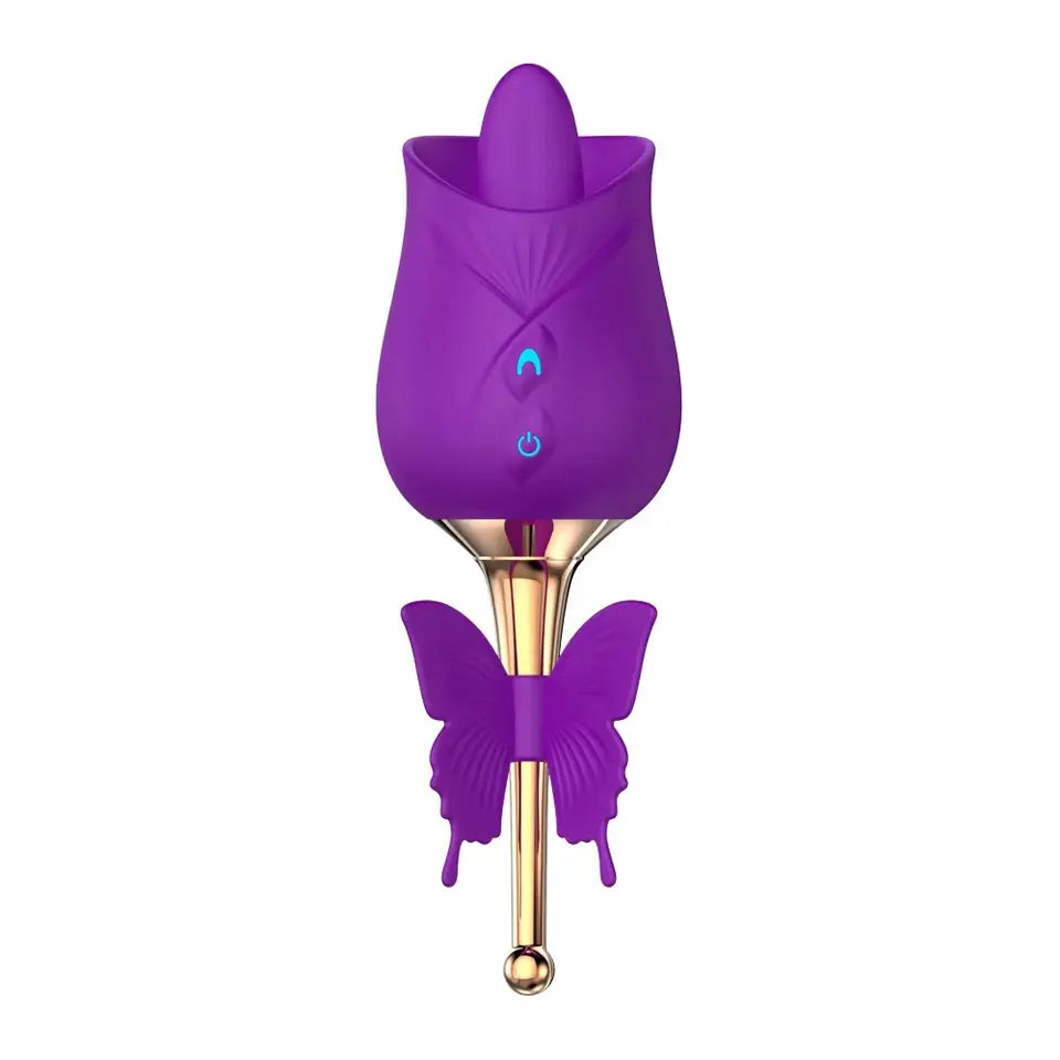 Sexeeg 10-Frequency Vibration Tongue Licking Rose Vibrator