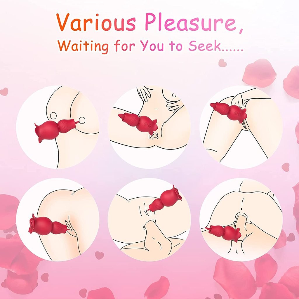 Sexeeg Rose Sucking and Tongue Vibrator 2 in 1 Rose Toy