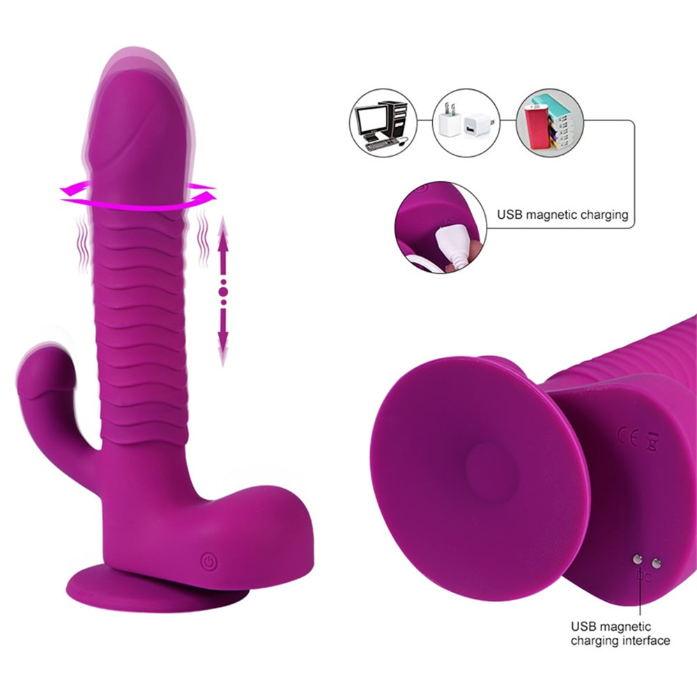Sexeeg 360 Degree Rotating Telescopic Dildo Vibrator With Suction Cup Wireless Remote Control