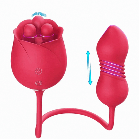Sexeeg S475-7 4-in-1 Three Pistils Rose Toy With Telescopic Egg
