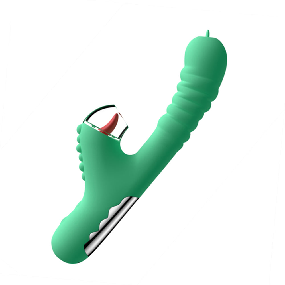 Sexeeg Small Dinosaur Vibrator - Multi-frequency Telescopic Tongue Sucking Clit Stimulation Vibrator