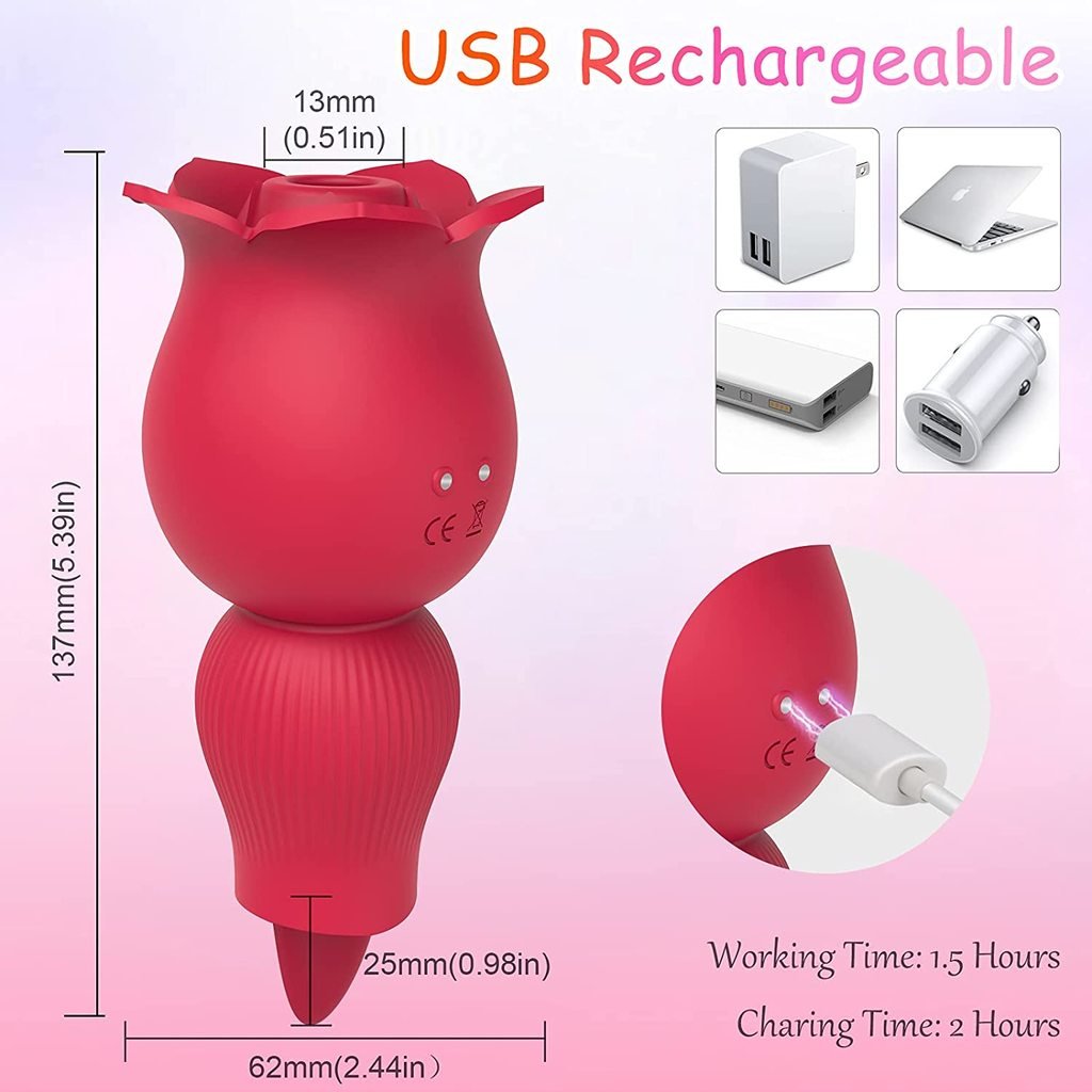 Sexeeg Rose Sucking and Tongue Vibrator 2 in 1 Rose Toy
