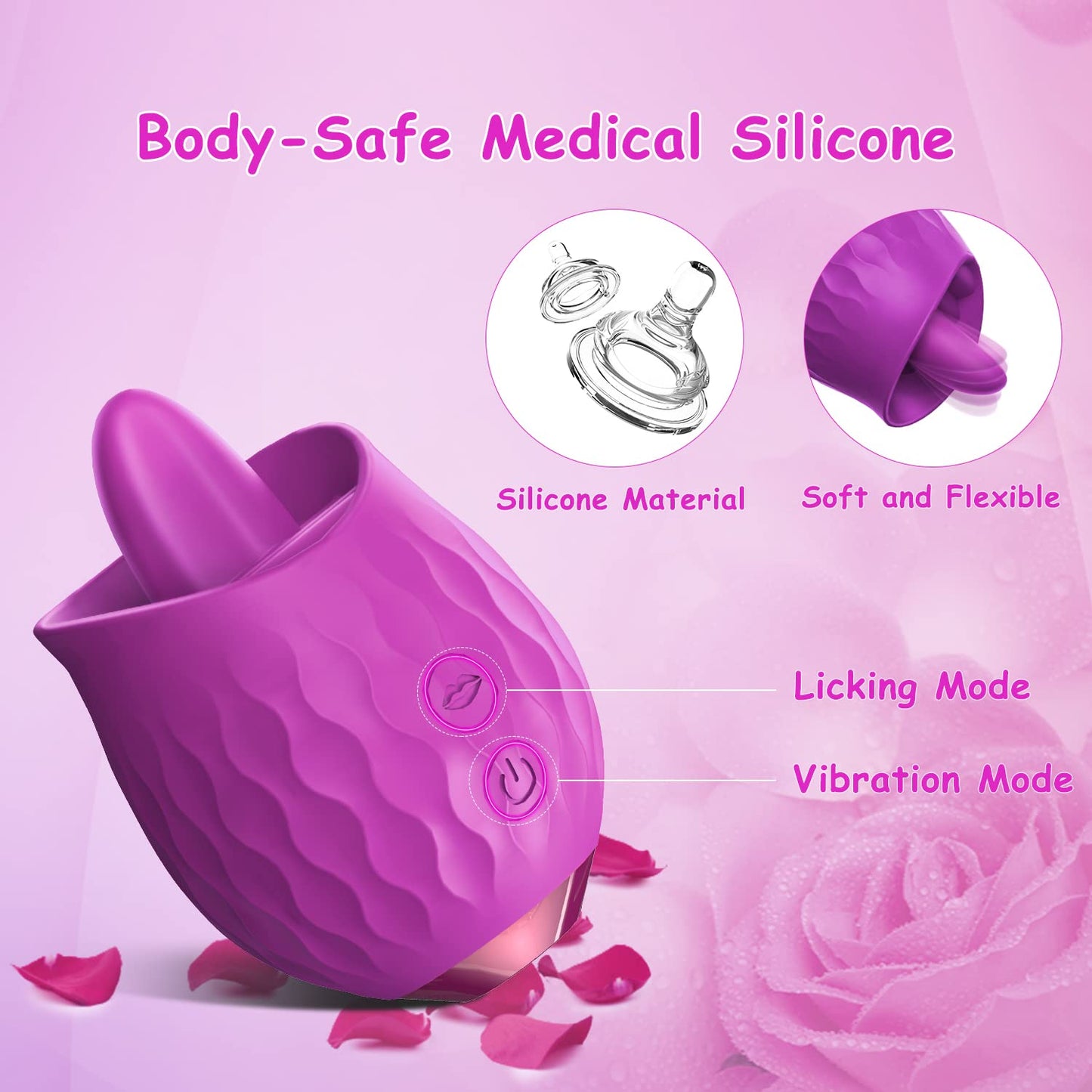 SexeegRose Toy Vibrator For Wome Clitoral Tongue Licking Vibrator