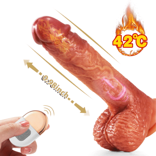 Sexeeg 3-in-1 Thrusting 5 Vibrations 42 â„?Heating Realistic Non-sticky Blush Dildo 9 Inch