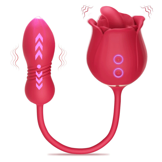 Sexeeg Rose Toy Vibrator Female Telescopic Egg Jumping  Tongue Licker Sex Toys