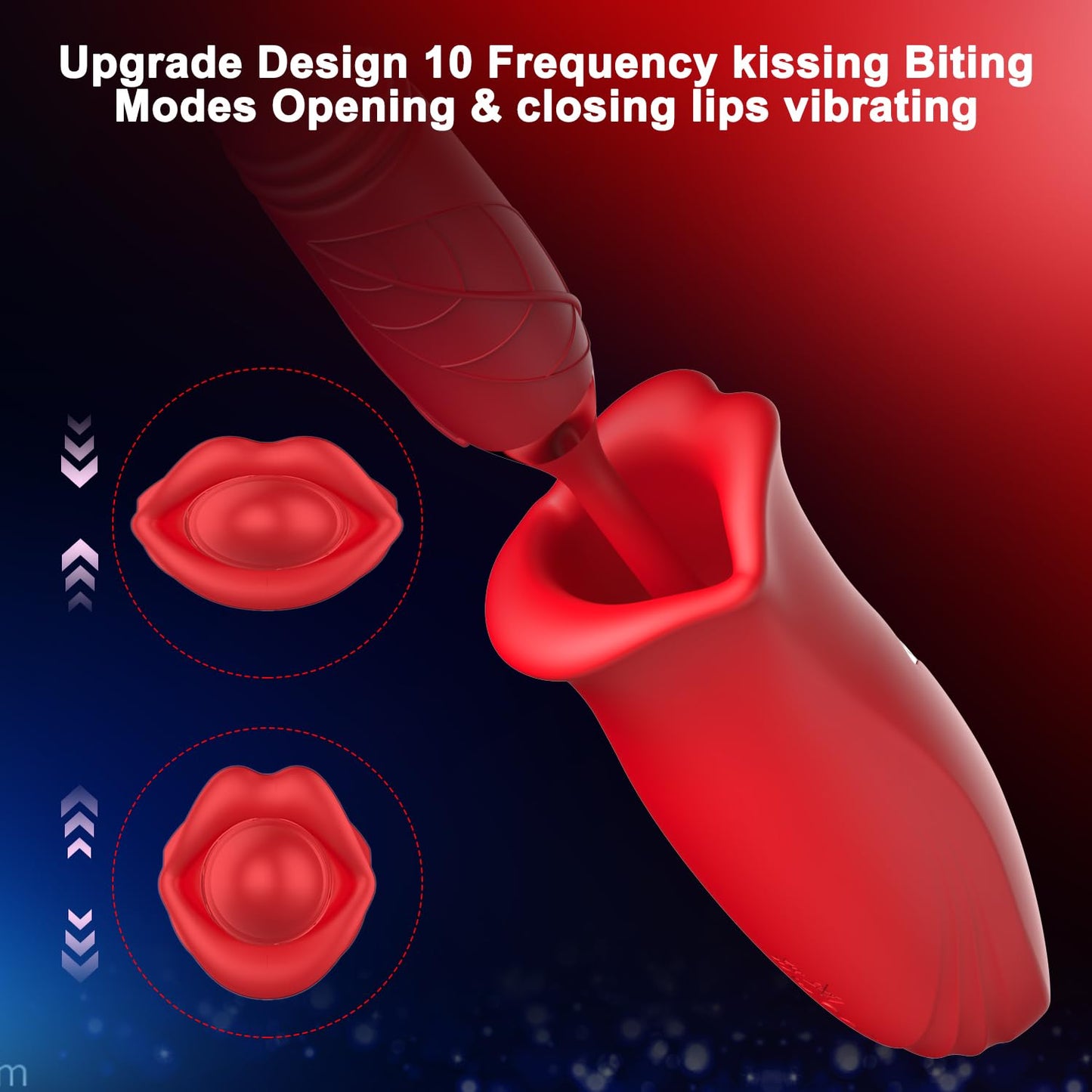 Sexeeg Rose Muncher Lip Tongue Suction Vibrator With Thrusting Dildo Vibrator