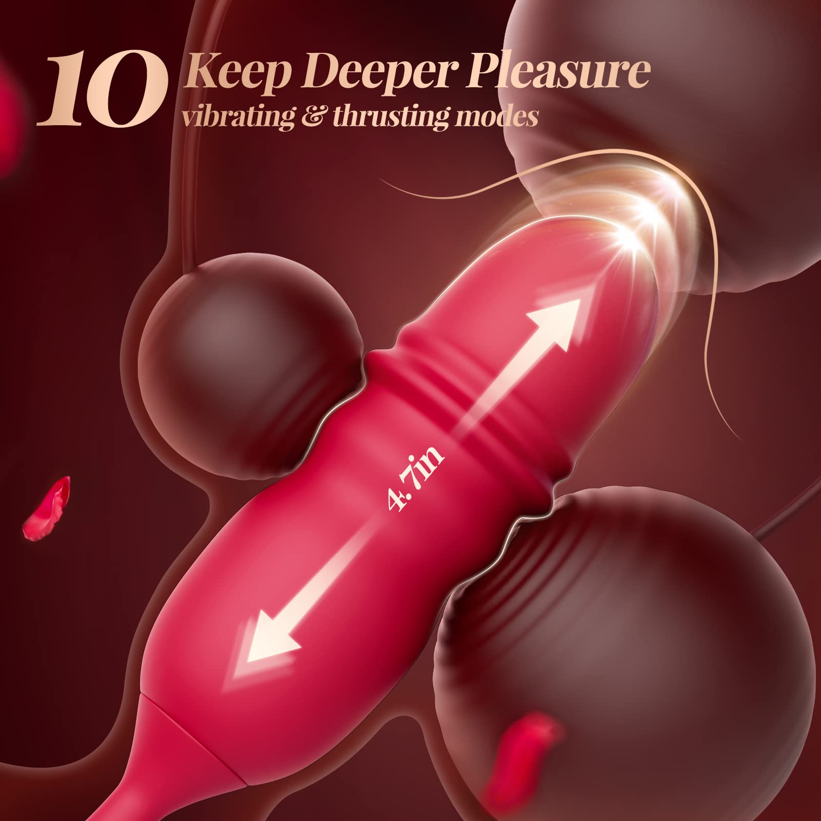 Sexeeg Rose Romeo 3in1 Dual Tongue Rose Adult Toys Vibrators with 10 Licking & 10 Thrust, Clitoral Nipple Anal G Spot Vibrator