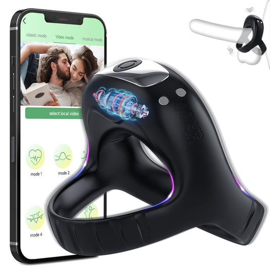 Sexeeg Vibrating Cock Ring with APP, Triangular Penis Ring with 10 Vibration Modes