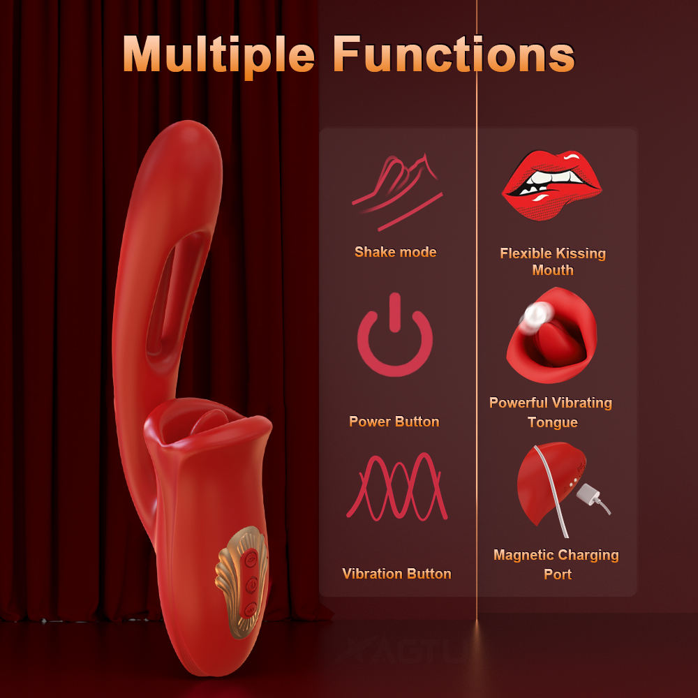 Sexeeg  Rose Muncher 3 In 1 Rose Hollowed Out Kiss Tongue Vibrator