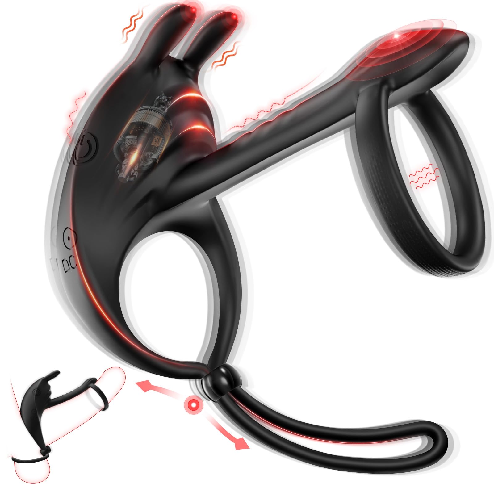 SexeegBunny RIng Vibrating Cock Ring with 2 Penis Ring Penis Sleeve Mens Sex Toys