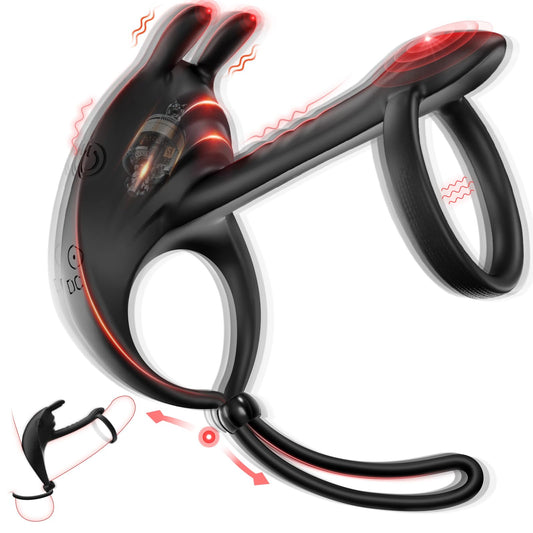 SexeegBunny RIng Vibrating Cock Ring with 2 Penis Ring Penis Sleeve Mens Sex Toys