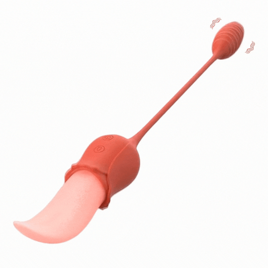 Sexeeg Mia 2-in-1 Upgraded Tongue-licking Rose Toy With Licking Bullet Vibrator