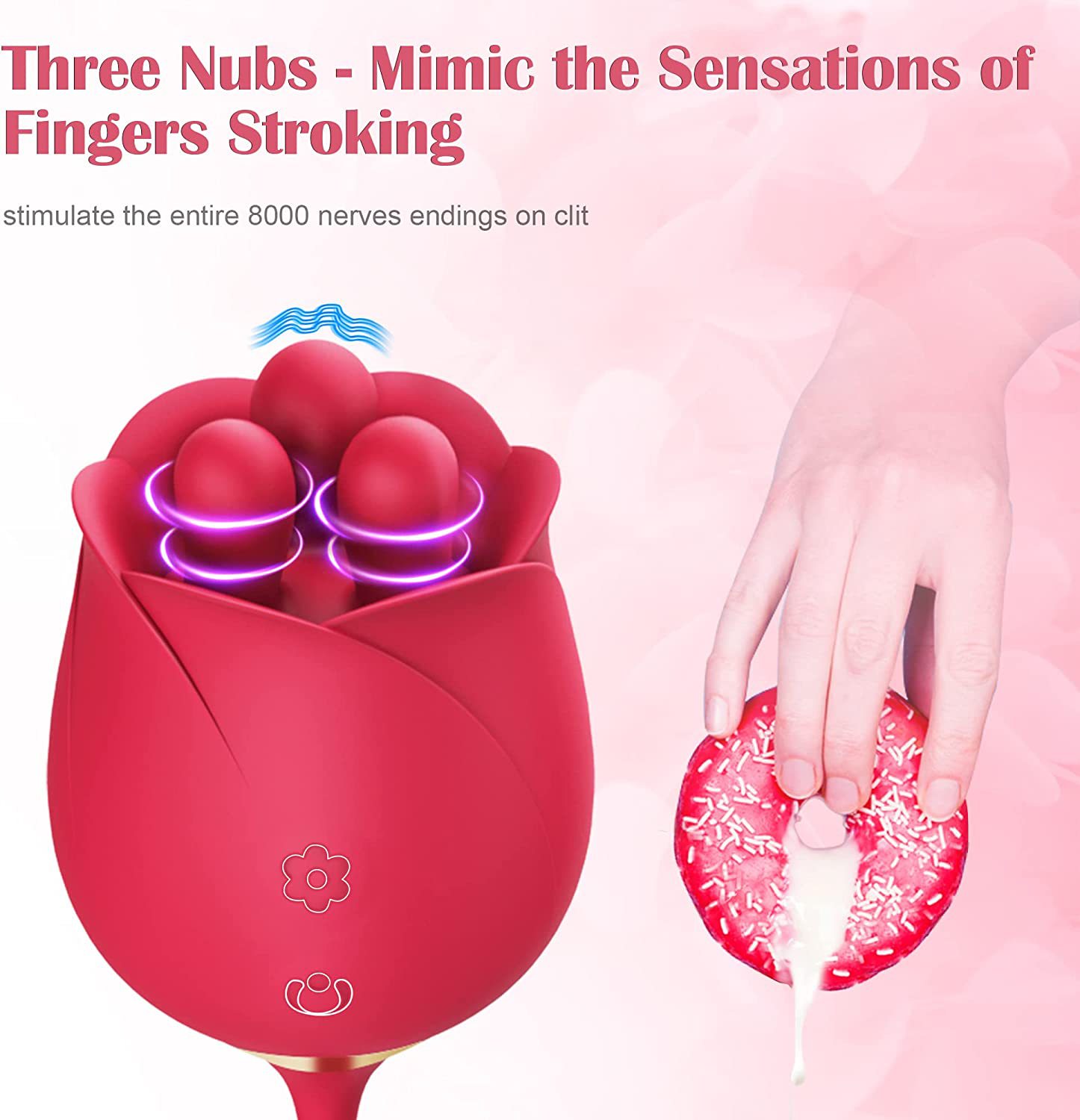 Sexeeg S475-7 4-in-1 Three Pistils Rose Toy With Telescopic Egg