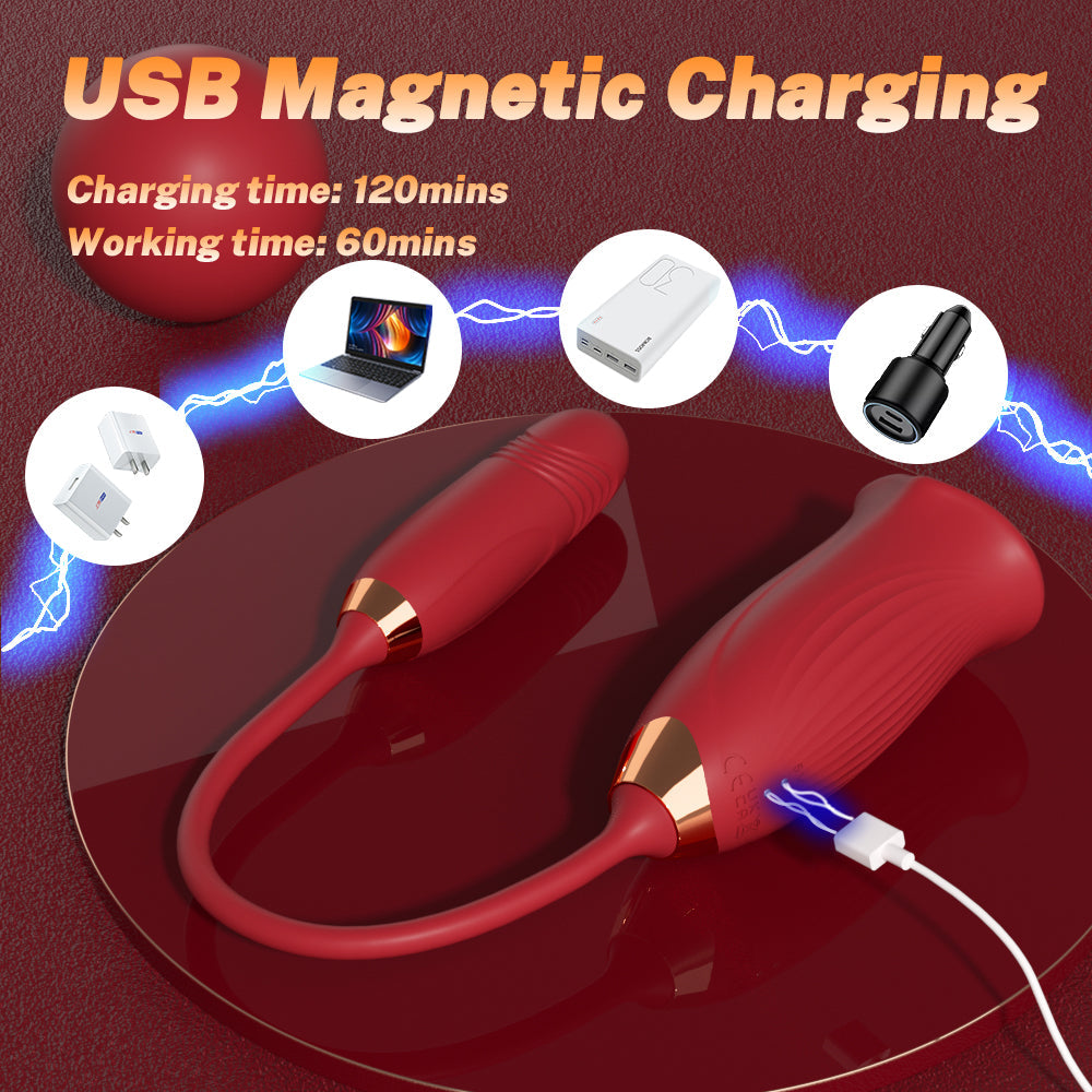 Sexeeg Rose Muncher Rose Kiss Tongue Vibrator With Thrusting Dildo Vibrator